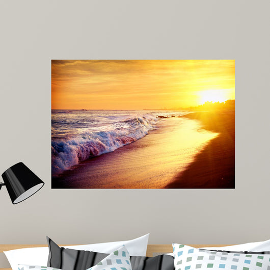 Beautiful Sea Sunset Beach. Mediterranean Sea. Spai Wall Mural