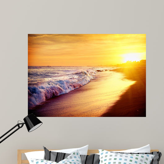 Beautiful Sea Sunset Beach. Mediterranean Sea. Spai Wall Mural