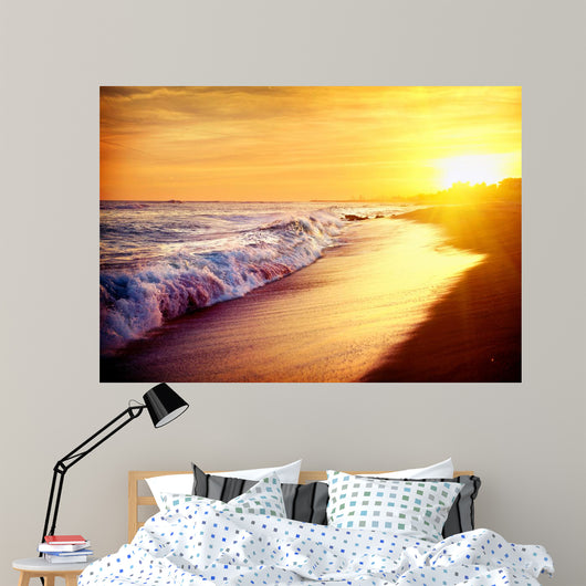 Beautiful Sea Sunset Beach. Mediterranean Sea. Spai Wall Mural