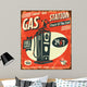 Grunge Retro Gas Station Sign Vector Illustration 