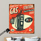 Grunge Retro Gas Station Sign Vector Illustration 