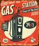 Grunge Retro Gas Station Sign Vector Illustration 