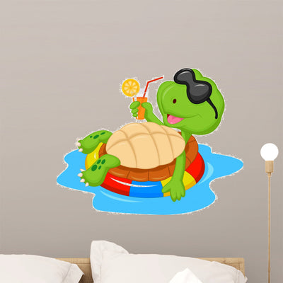 Cute Turtle Cartoon Inflatable shown on a wall