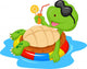 Cute turtle cartoon on inflatable round 