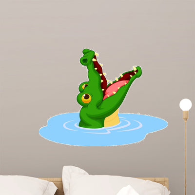 Crocodile Cartoon Open Its shown on a wall
