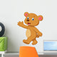 Cute brown bear waving hand Wall Decal