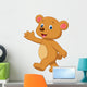 Cute brown bear waving hand Wall Decal