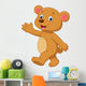 Cute brown bear waving hand Wall Decal