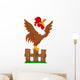 Cute rooster crowing on the fence Wall Decal