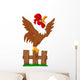 Cute rooster crowing on the fence Wall Decal