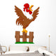 Cute rooster crowing on the fence Wall Decal