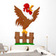 Cute rooster crowing on the fence Wall Decal