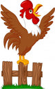 Cute rooster crowing on the fence Wall Decal