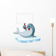 Cute seal cartoon holding blank sign Wall Decal