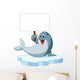 Cute seal cartoon holding blank sign Wall Decal