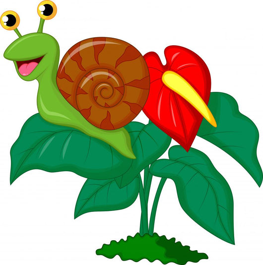 Cute Snail Cartoon Leaf Wall Decal