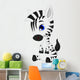 Cute Baby Zebra Cartoon Wall Decal