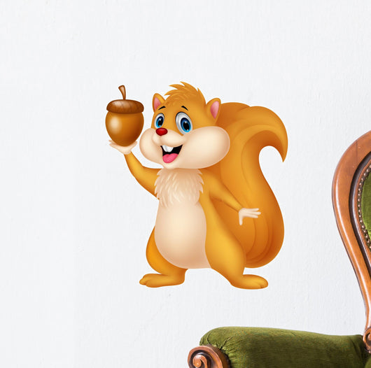 Squirrel cartoon with nut Wall Decal