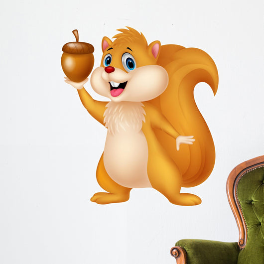 Squirrel cartoon with nut Wall Decal