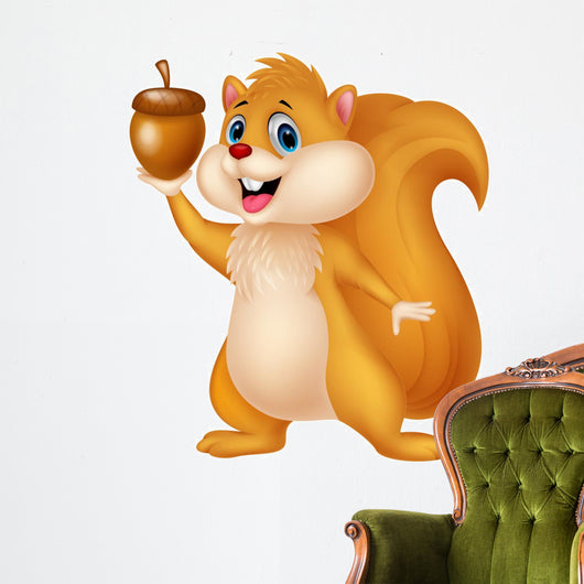 Squirrel cartoon with nut Wall Decal