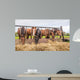 Horses eating at a feed fence 