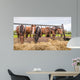 Horses eating at a feed fence 