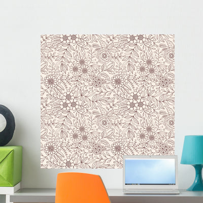 Seamless Floral Pattern Wall Decal Design 10 shown on a wall