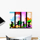 kids silhouettes against a sunny sky Wall Mural