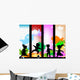 kids silhouettes against a sunny sky Wall Mural