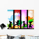 kids silhouettes against a sunny sky Wall Mural