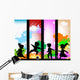 kids silhouettes against a sunny sky Wall Mural