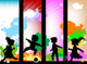 kids silhouettes against a sunny sky Wall Mural