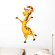 Giraffe Cartoon with Christmas Wall Decal