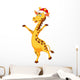 Giraffe Cartoon with Christmas Wall Decal