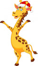 Giraffe Cartoon with Christmas Wall Decal