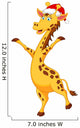 Giraffe Cartoon with Christmas Wall Decal