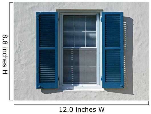 Blue Window Shutters, Open Wall Mural