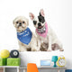 Shih Tzu and French Bulldog Puppy Wearing Bandana Sitting Wall Decal