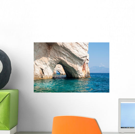 Blue Caves on Ionian sea 