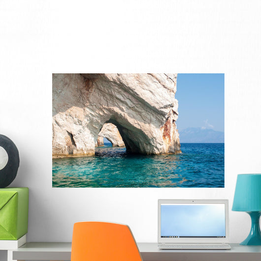 Blue Caves on Ionian sea 