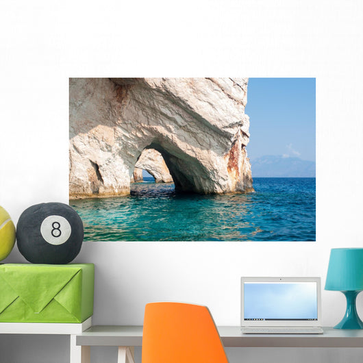 Blue Caves on Ionian sea 