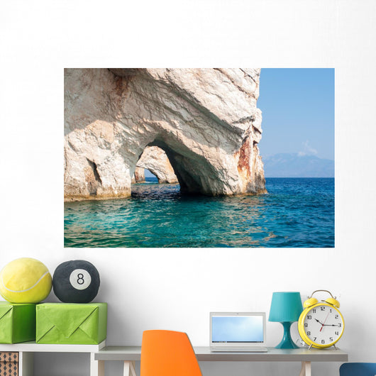 Blue Caves on Ionian sea 