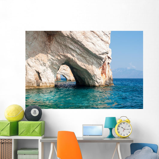 Blue Caves on Ionian sea 