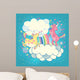 rainbow cute unicorns Wall Mural