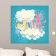 rainbow cute unicorns Wall Mural