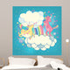 rainbow cute unicorns Wall Mural