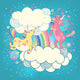 rainbow cute unicorns Wall Mural