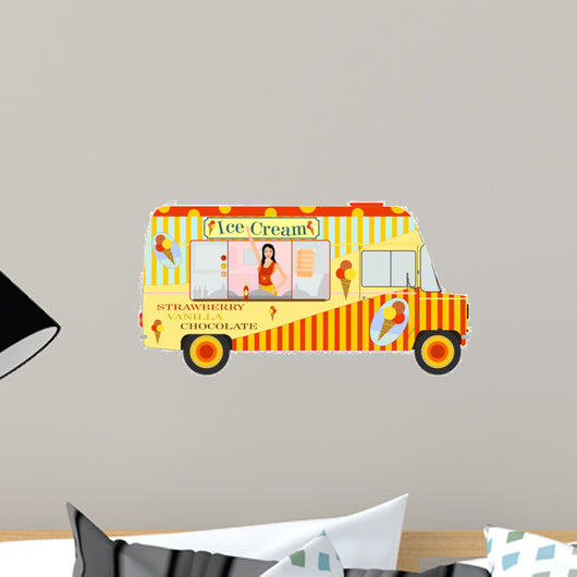 Ice cream van with girl inside 