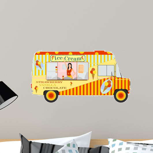 Ice cream van with girl inside 