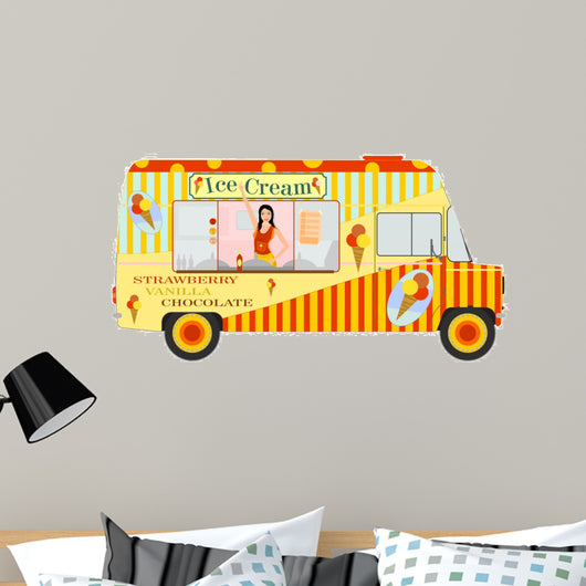 Ice cream van with girl inside 